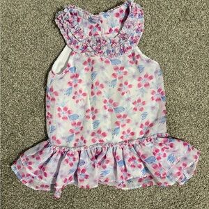 Calvin Klein White & Pink Floral Dress Girl's‎ Size 5